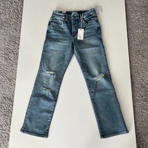 NWT Good American Good Legs Straight Jeans Size 6/28 Women Distressed High Rise